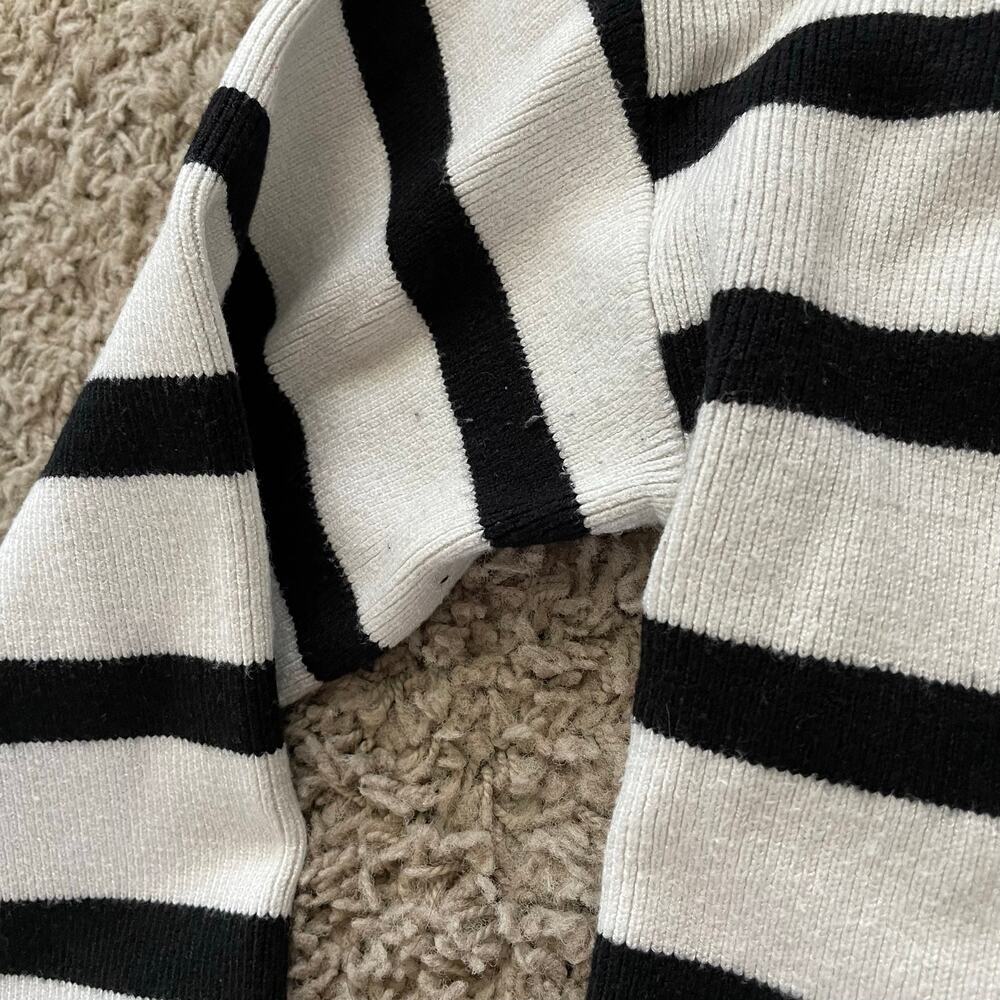 Evereve Bonnie Mock Neck Pullover Sweater Boxy Oversized Striped Blk/Wht Size S - Picture 11 of 14
